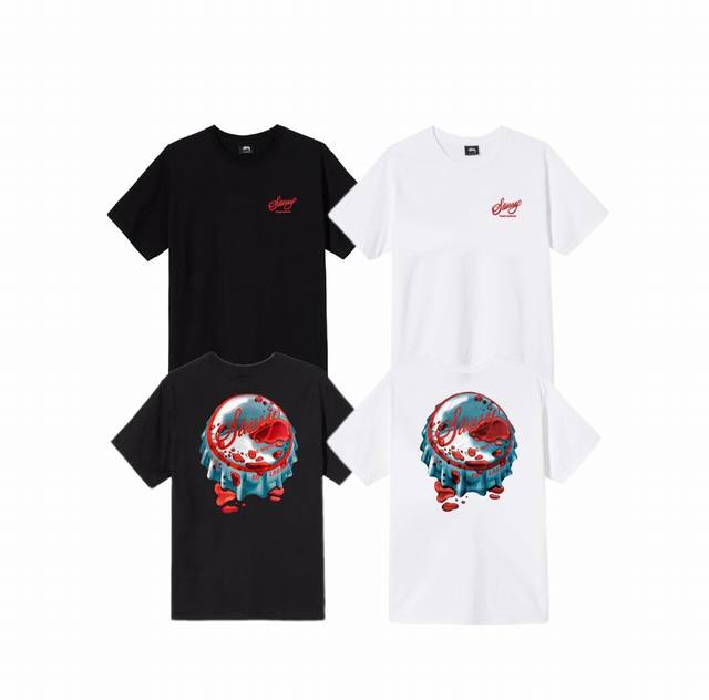 上新款号 S047 stussy斯图西 Bottlecap Tee 瓶盖印花中性风情侣短袖T恤 原版打造 细节高控 -面料精选230G纯棉面料 手感柔软舒适 吸