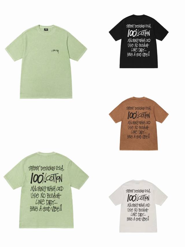 上新款号 S045 stussy 斯图西 Stussy pigment Dyed Tee 创意100%涂鸦印花圆领套头全棉短袖T恤 情侣款 原版打造 细节高控
