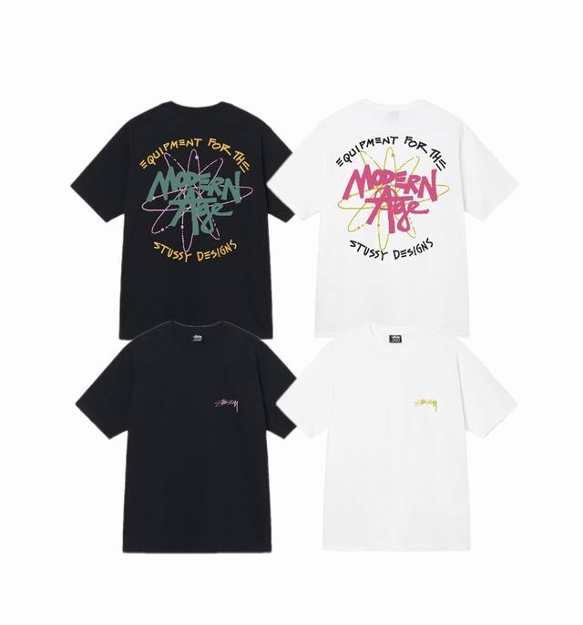上新款号 S037 stussy 斯图西 卫星设备 Tee 印花 男女情侣宽松圆领T恤 原版打造 细节高控 -面料精选230G纯棉面料 手感柔软舒适 吸汗透气.