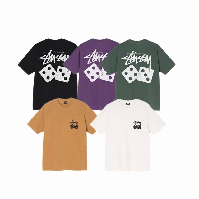上新款号 S031 stussy 斯图西 Stussy Dice pigment Dyed Tee 骰子Logo印花圆领短袖T恤 原版打造 细节高控 -面料精选