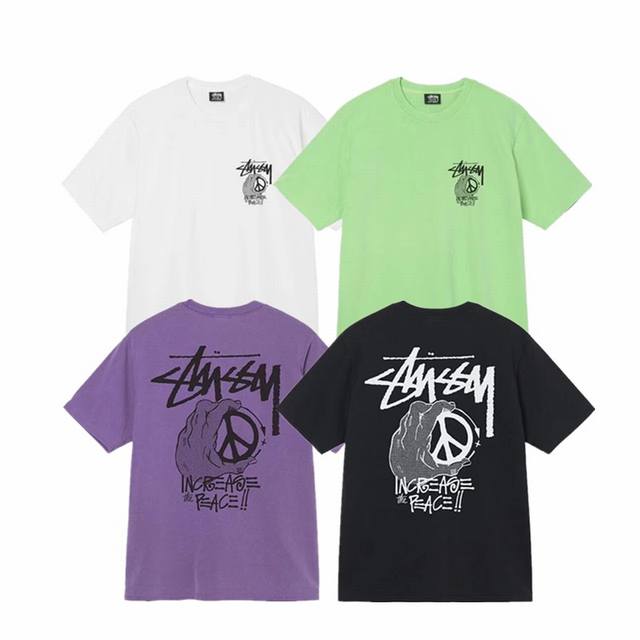 上新款号 S030 stussy 斯图西 反战标志和平主题 字母图案圆领短袖T恤 原版打造 细节高控 -面料精选230G纯棉面料 手感柔软舒适 吸汗透气. -百