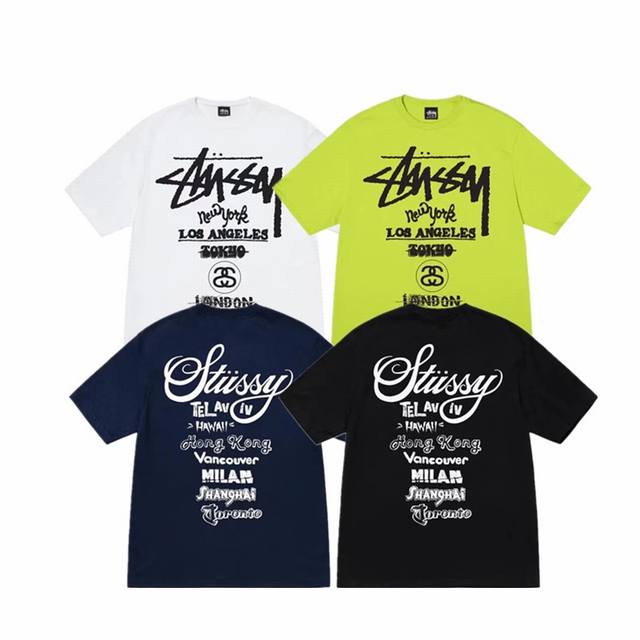 上新款号 S025 stussy 斯图西 Stussy Ss23 Tour Tee 世界巡游字母印花短袖T恤 原版打造 细节高控 -面料精选230G纯棉面料 手
