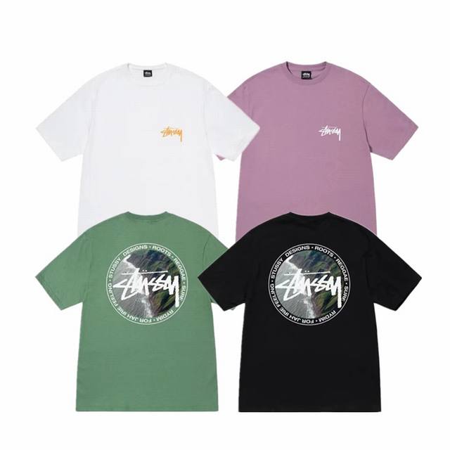 上新款号 S022 stussy 斯图西 Coastline Tee Logo海岸线图案印花短袖T恤 原版打造 细节高控 -面料精选230G纯棉面料 手感柔软舒