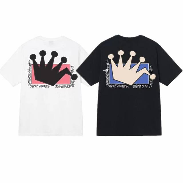 上新款号 S010 stussy 斯图西 Lb Crown Tee 皇冠Logo印花圆领短 袖T恤 原版打造 细节高控 -面料精选230G纯棉面料 手感柔软舒适