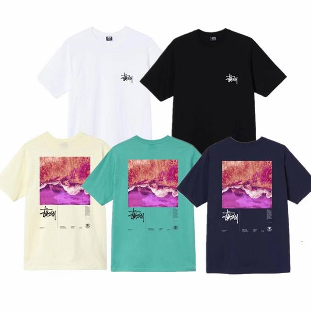 上新款号 S008 stussy 斯图西 Stussy 梦幻海洋Logo图案印花宽松圆领短袖T恤 原版打造 细节高控 -面料精选230G纯棉面料 手感柔软舒适