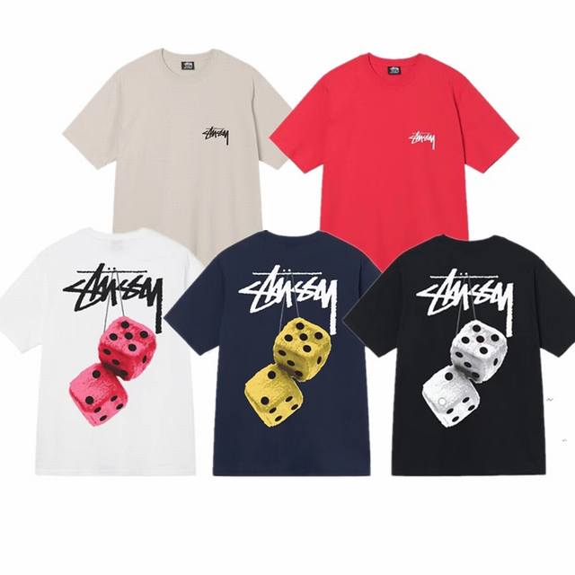 上新款号 S004 stussy 斯图西 Tee 骰子印花男女短袖T恤 原版打造 细节高控 -面料精选230G纯棉面料 手感柔软舒适 吸汗透气. -百搭款 原单