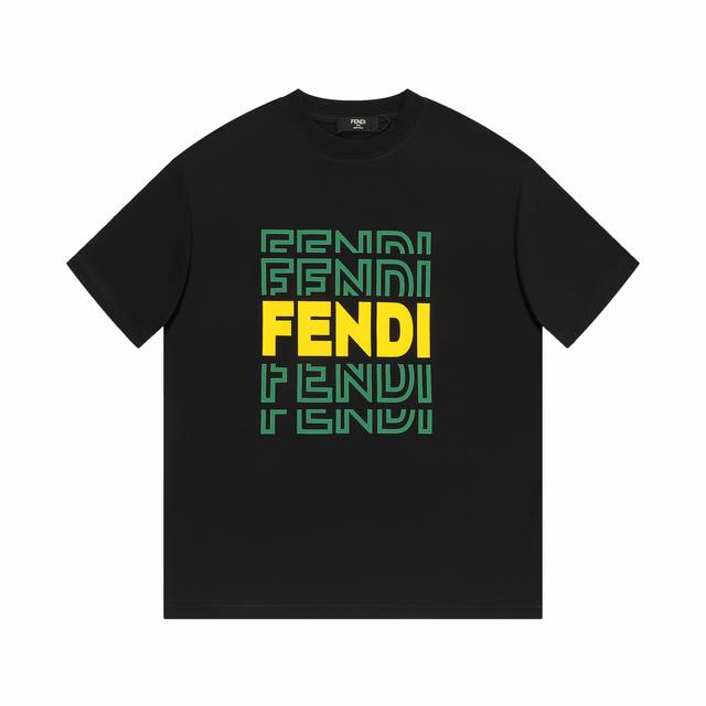 款号:F047 fendi 芬迪 25Ss 大师亲手设计潮牌新品印花圆领短袖T恤 春夏最新砖柜同步 Os落肩版型 - 260G双纱纯棉顶级面料 手感柔软 百分百