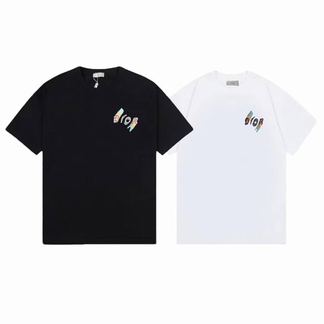 上新款号 D1043 dior 2025春夏新款首发专柜最新款短袖圆领T恤印花 -面料 280G双纱纯棉短袖 配套32支纯棉罗纹 原版面料 官方同款 男女同款