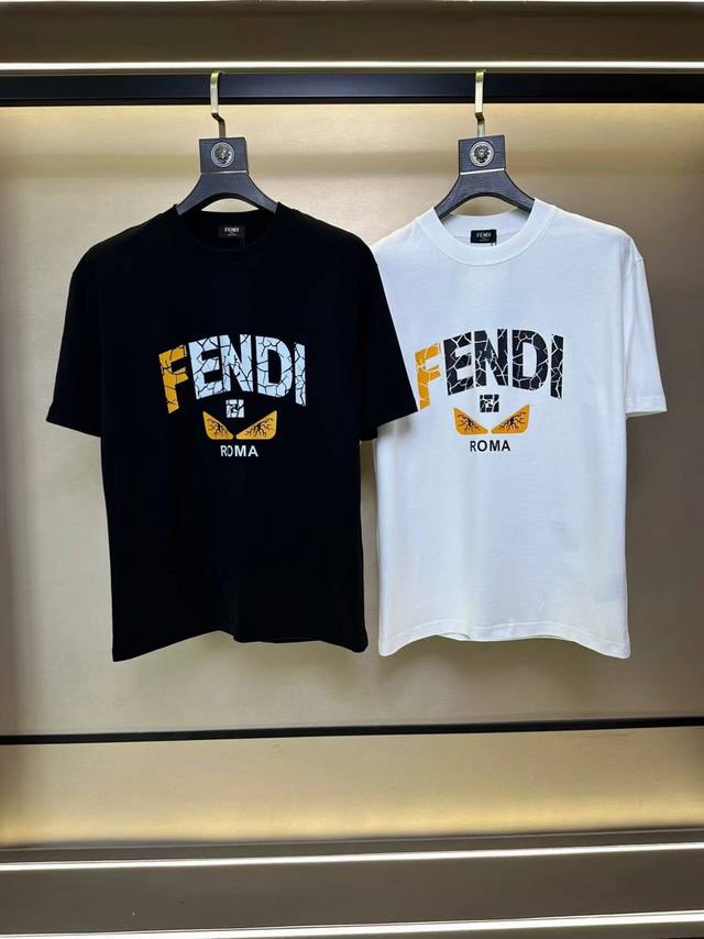 款号:F071 fendi 芬迪 25Ss 大师亲手设计潮牌新品印花圆领短袖T恤 春夏最新砖柜同步 Os落肩版型 - 260G双纱纯棉顶级面料 手感柔软 百分百
