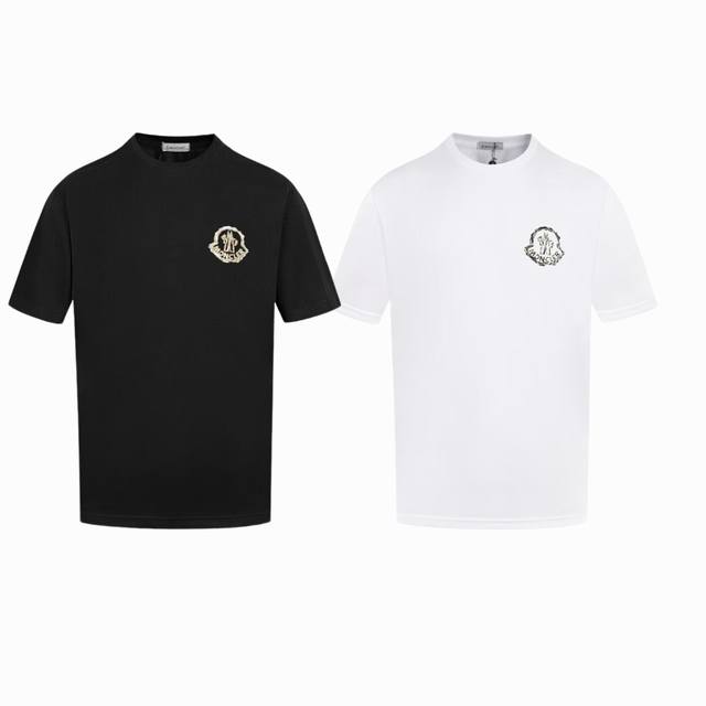 上新款号 M1081 2025早春Moncler 蒙口 官网同款印花图案 双纱纯棉短袖 - 260G双纱纯棉顶级面料 手感柔软 百分百纯棉独家出货 定染硫化黑无