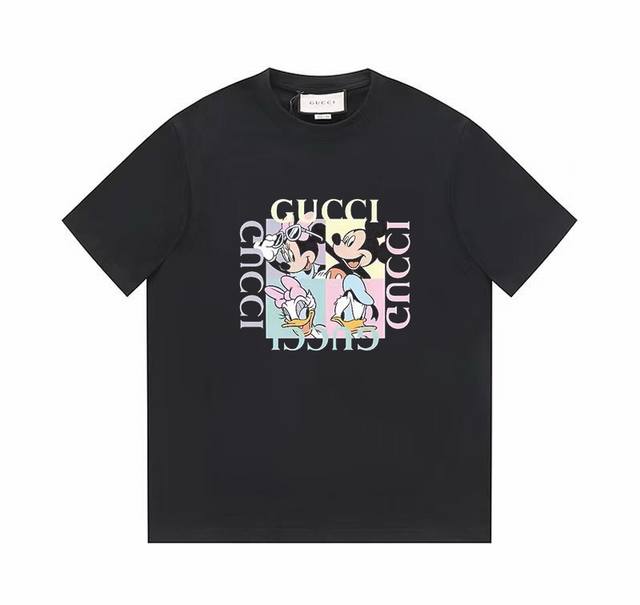 款号 Fc276 gucci古驰新款短袖T恤 23Ss G家新款T恤印花 简约时尚精致 数码印花工艺 色彩搭配舒适 男女同款 原版面料 官方同款 短袖T恤 同缸