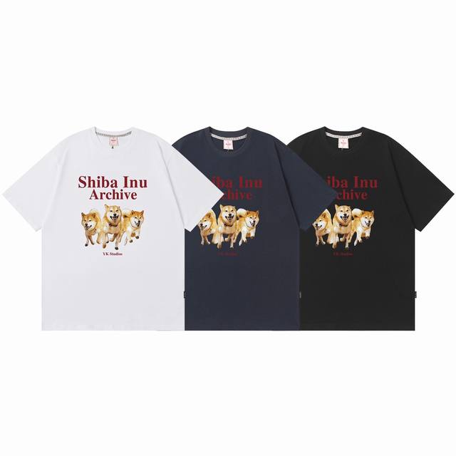 k005# Waikei韩国潮牌 柴犬图案短袖T恤 0码是修身款 1码2码是常规款 采用230克双纱柔棉 手感厚实舒适 高品质 原版定制面料 原厂品质 做工细节