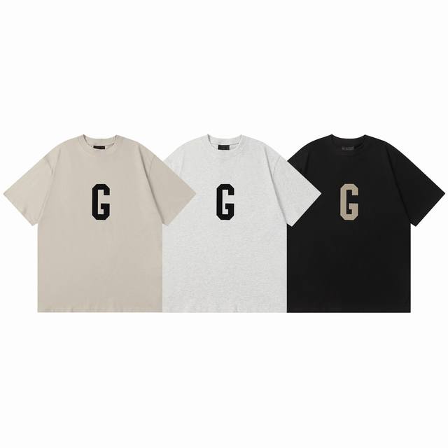 f037# Ss 新款Fog Fear Of God G字Logo立体美丽绒Jerry同款短袖T恤 高品质 原版定制面料 原厂品质 做工细节做到极致 区别市场普