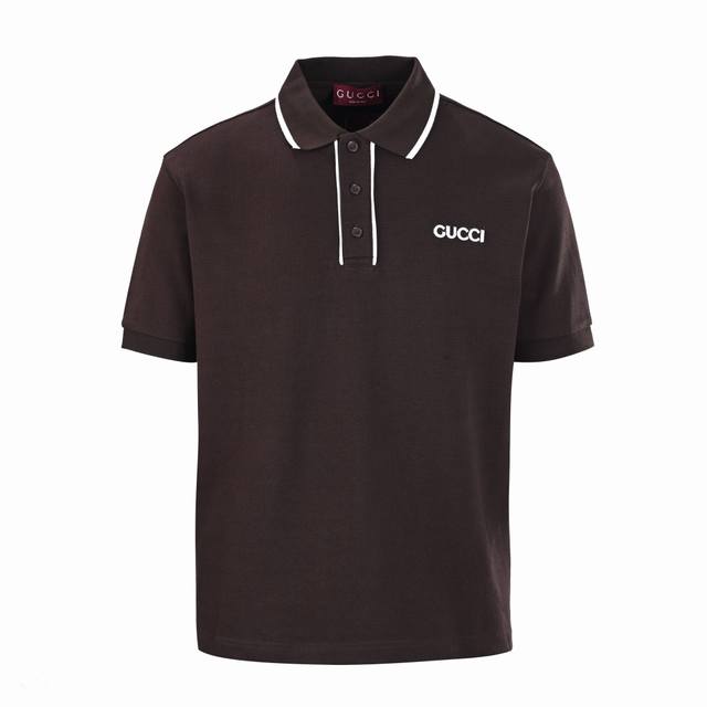 高版本 gucci古驰Guc 撞色领字母激光刺绣短袖polo衫 原版6900购入开发 面料采用 G原版定制全棉 胸前进口机激光刺绣 每个字母定位 上身立挺 落肩