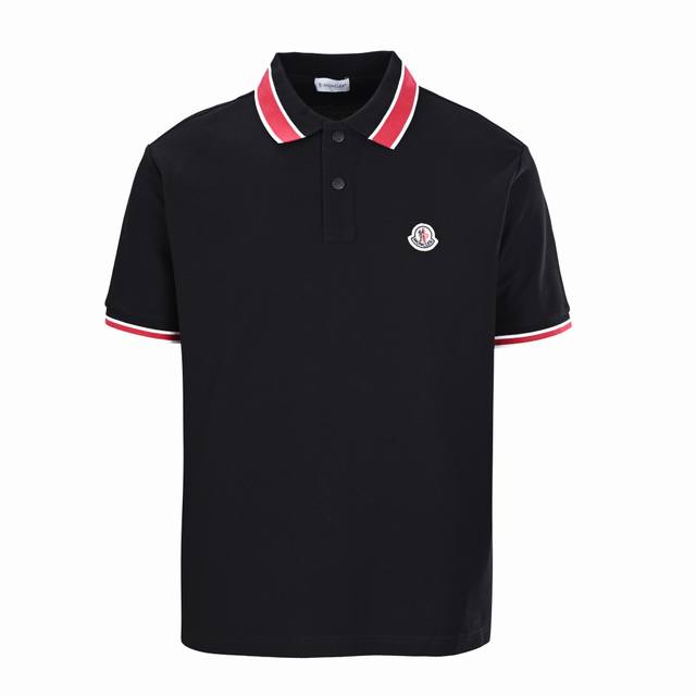 高版本 moncler蒙口Mc 红领扣短袖polo衫 采用原版 G定制珠地面料 螺纹同缸定染对格对纹零色差 纽扣原版1:1开模定做 领子颜色 尺寸比例还原原版
