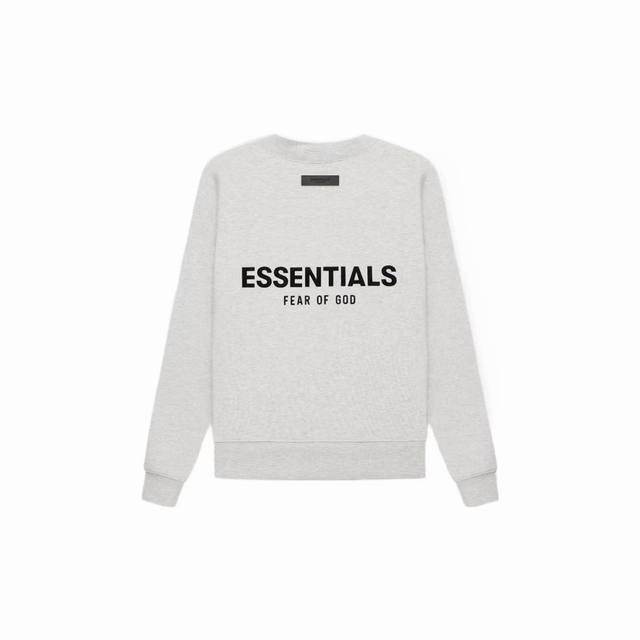 款号278 燕麦色 顶级版本Fear Of God Essentials Fog胸口后背植绒男女情侣明星同款秋冬纯棉圆领卫衣 第八季最新款植绒Logo帽衫一出