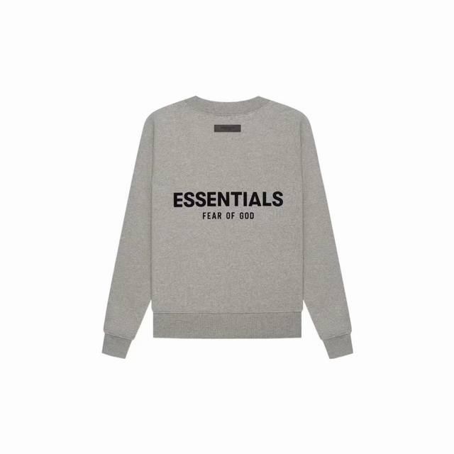 款号278 深燕麦灰色 顶级版本Fear Of God Essentials Fog胸口后背植绒男女情侣明星同款秋冬纯棉圆领卫衣 第八季最新款植绒Logo帽衫一