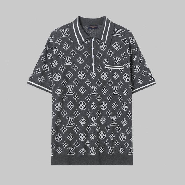 高品质 lv路易威登满印提花Logo针织polo短袖 高端品质 三标齐全 舒适透气 经典简约 精致时尚 细节呈现高端品质 男女同款 颜色:黑色 灰色 码数:Xs