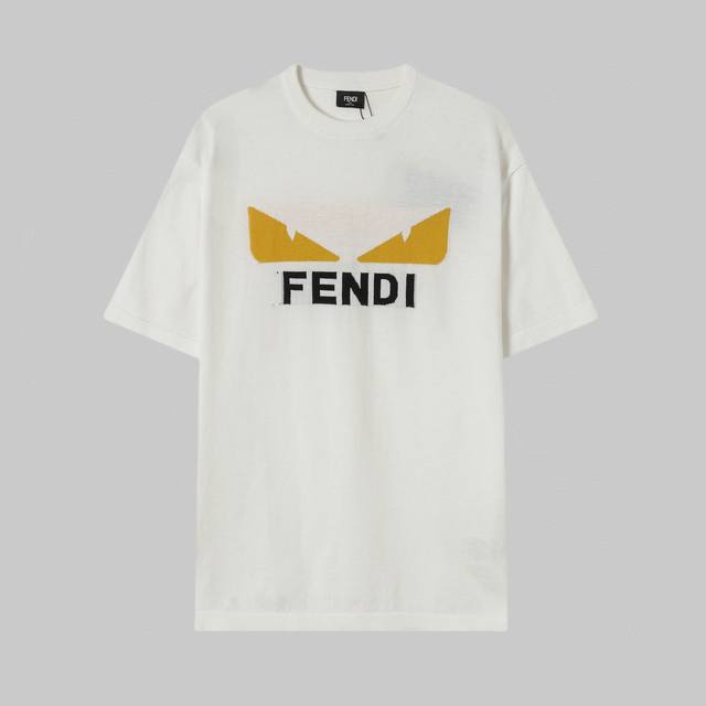 高品质 fendi 芬迪 针织圆领短袖T恤Logo提花经典小怪兽黄色硅胶眼睛设计标识 注重细节 最求品质 男女同款 颜色 黑色 白色 码数 Xs-L