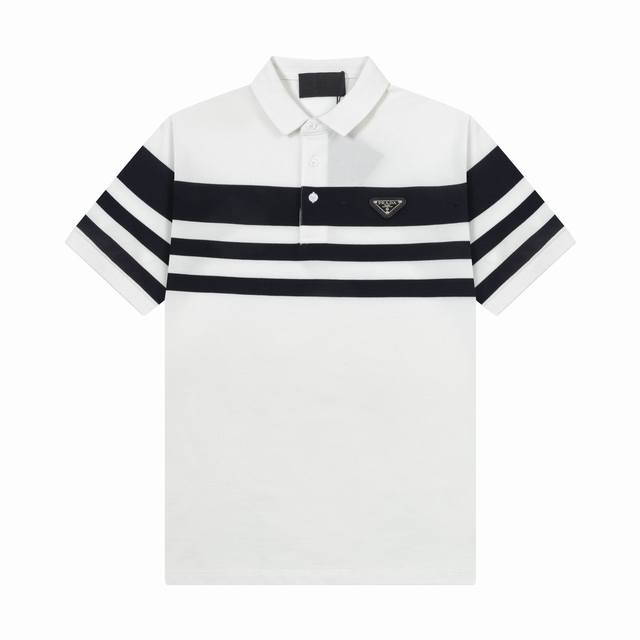 品牌 普拉达 prada 面料 纯棉丝光珠地 克重 260 颜色 黑色 白色 尺码 M-Xxl 原版定制1 1细节还原 三标Logo齐全 高端定制 珠地布短袖p