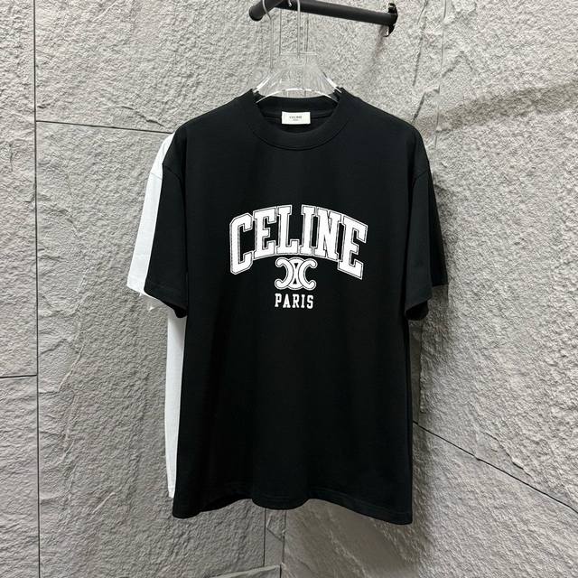 celi* 塞琳 2025春夏款 简约字母印花个性Logo 定制双纱平纹纯棉面料 短袖T恤 男女同款 尺码 S 90-130斤 M 120-150斤 L 140