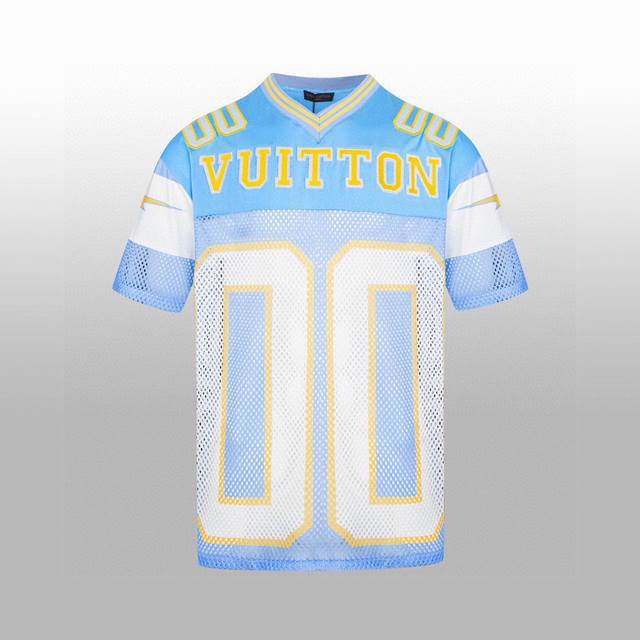 高版本 1V 春夏新款短袖T-Shirt 3D立体喷绘 重工艺单品网格双00 袖子拼接工艺 订制螺纹领经典超好看 完美细节处理 上身满分 尺码 Xssml
