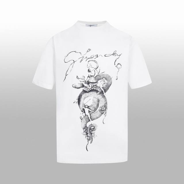 高版本 Givench* 春夏新款短袖T-Shirt 欧洲数码直喷技术 260克高克重棉感面料 挺括有型 图案清晰如手绘 复古插画 无性别穿搭 情侣闺蜜可同款演