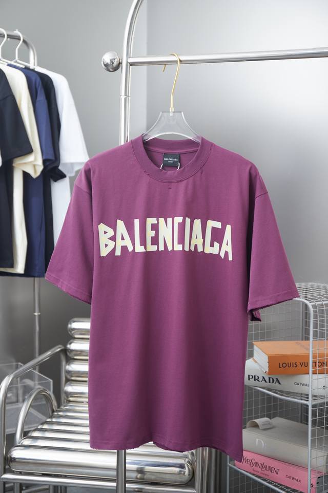 Bal*Nciaga 25Ss早春新款 西班牙小镇夜景短袖 轻奢主义 男女日常通勤穿搭必备单品 正确版本 欢迎对比 详细特征 320克100% 纯棉双纱汗布面料