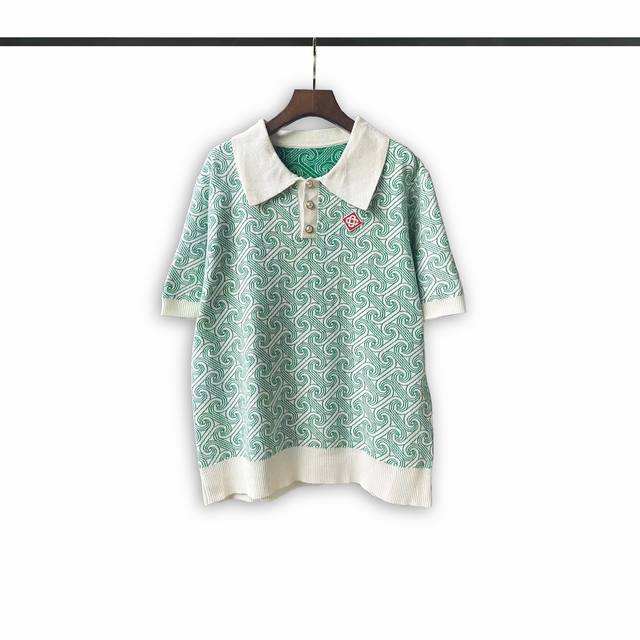 casablanca 24年新款提花交织图案polo衫针织毛衣 颜色 绿 码数:M L Xl Xxl
