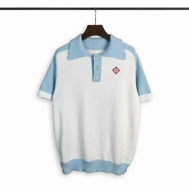 casablanca 24年春夏新款拼色针织短袖polo衫 颜色 浅蓝 绿 码数:M L Xl Xxl