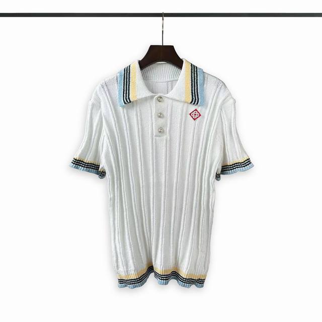 casablanca 24年春夏新款竖条纹短袖polo衫 颜色 白 码数:M L Xl Xxl