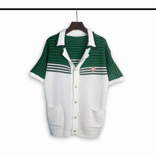 套装不拆 casablanca 24年春夏新款拼色条编织针织短袖套装 颜色 绿 码数:M L Xl Xxl