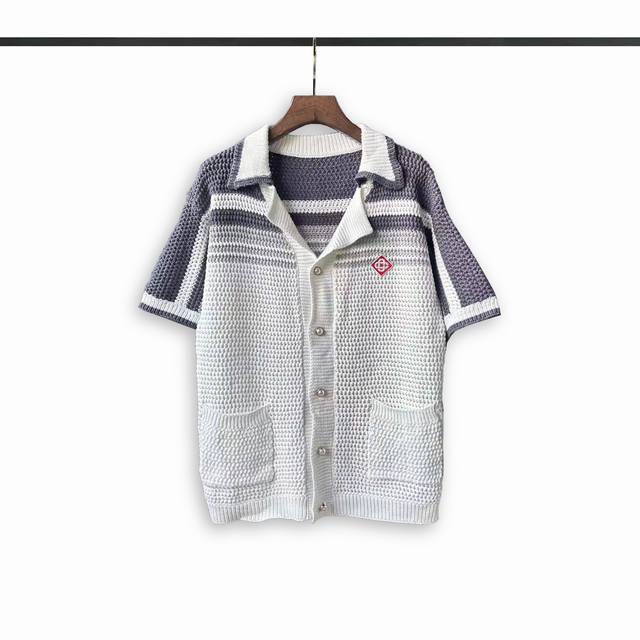 套装不拆 casablanca 25年春夏新款拼色条编织针织短袖套装 颜色 灰 码数:M L Xl Xxl