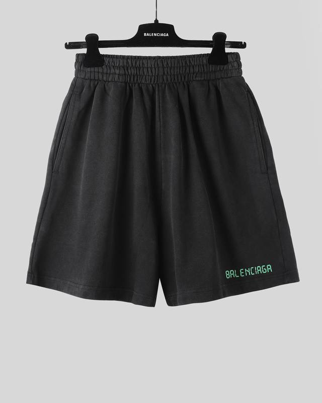 balenciaga 25Ss Logo夜光印花短裤 市面最高版本 原版开发定织480G面料 高度还原 洗水处理 手感厚重 质感区别市场货 size Xs S