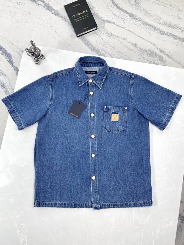 高版本 louis Vuitton-路易威登-25Ss新款丹宁短袖菲董员工服衬衫 size:S-Xl