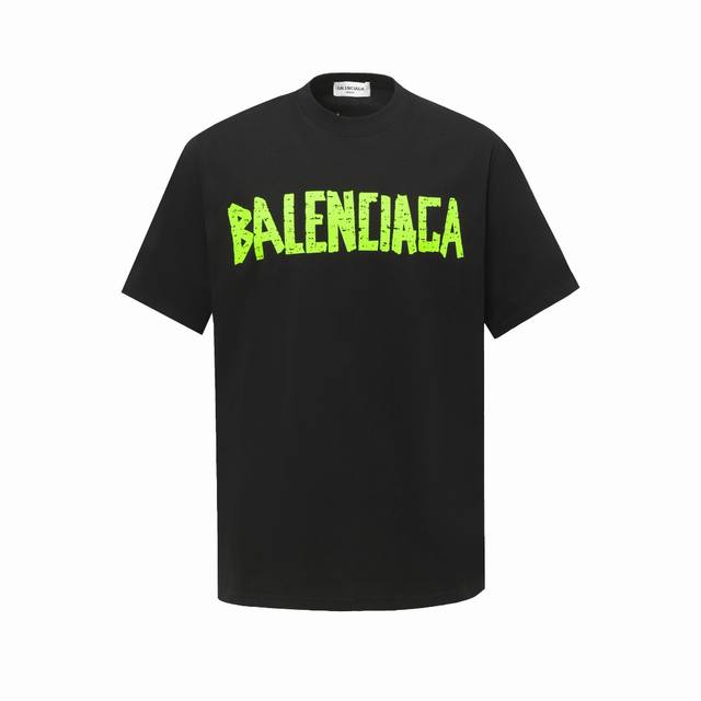 Balenciaga 面料 100% balenciaga巴黎世家高品质龟裂+胶印 采用300克双纱面料 1*1索罗娜罗纹 宽松版型 男女同款 尺码 Xs. S
