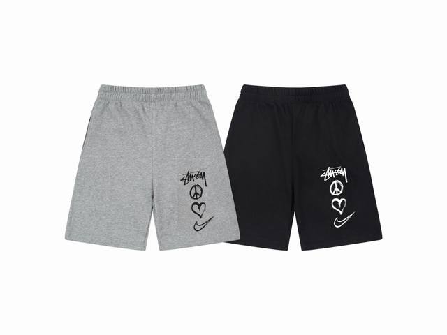 款号Xb1007# 斯图西Stussy 耐克Nike联名爱心短裤 颜色 黑色 灰色 尺码 S-Xxl 尺码表在图9 克重380克