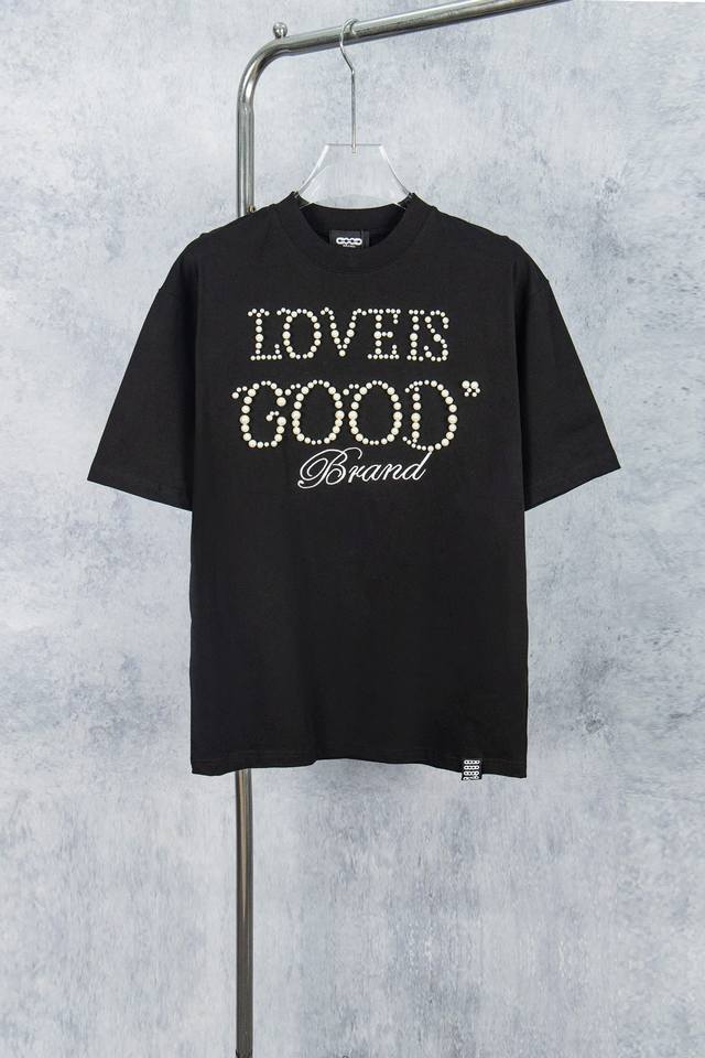 款号 D005# goodbrand 25Ss 珍珠刺绣重工短袖T恤 yb一比一开发 100%棉 采用订色订染毛圈纯棉衣面 250G双股双纱 手感舒适 进口针织
