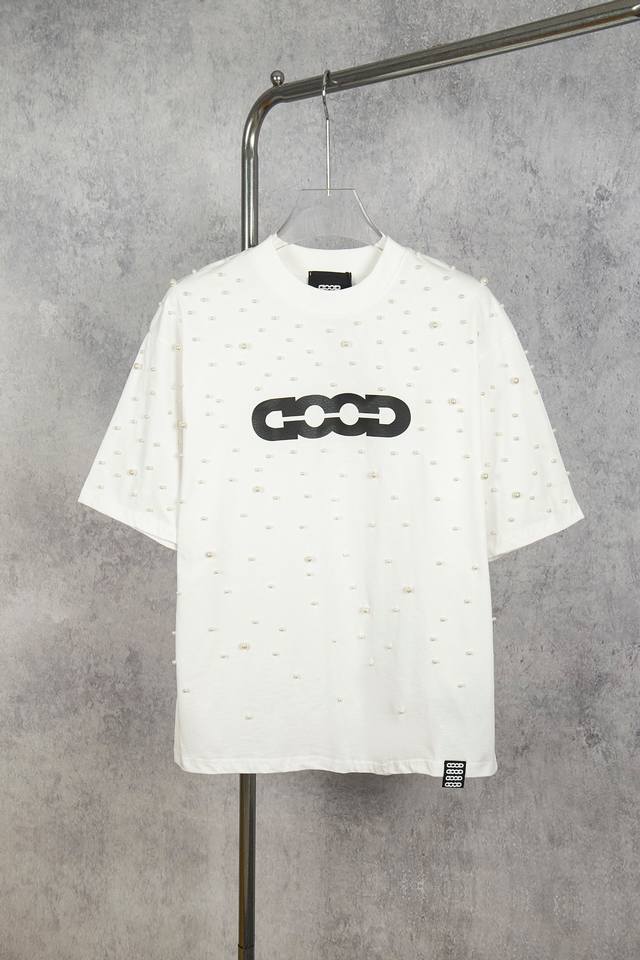 款号 D009# goodbrand 25Ss 珍珠重工短袖T恤 yb一比一开发 100%棉 采用订色订染毛圈纯棉衣面 250G双股双纱 手感舒适 进口针织针梳