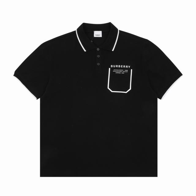 burberry 巴宝莉 胸口口袋字母印花短袖polo衫 size S-L