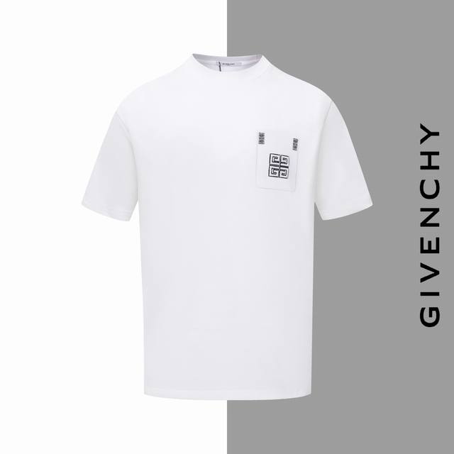 款号#Z107 纪梵希刺绣口袋背后字母圆领短袖 givenchy 官网一致款式 面料 32支双纱280克纯棉面料 同缸同色织染螺纹 颜色一致 工艺 进口机器前后