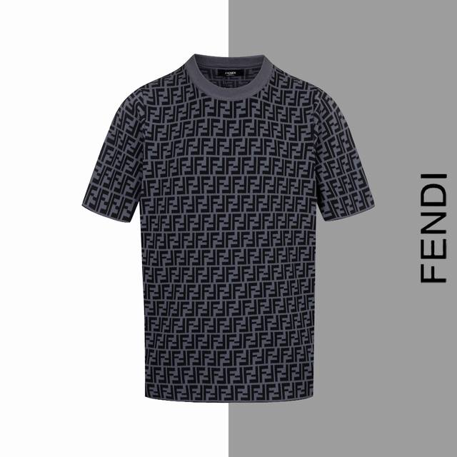 款号#Z99 芬迪暗纹满印针织短袖 fendi 官网一致款式 面料 仿羊毛精品纯棉针织 同缸同色织染螺纹 颜色一致 配套 三标齐全 纸板 油纸 码贴包装 做前均
