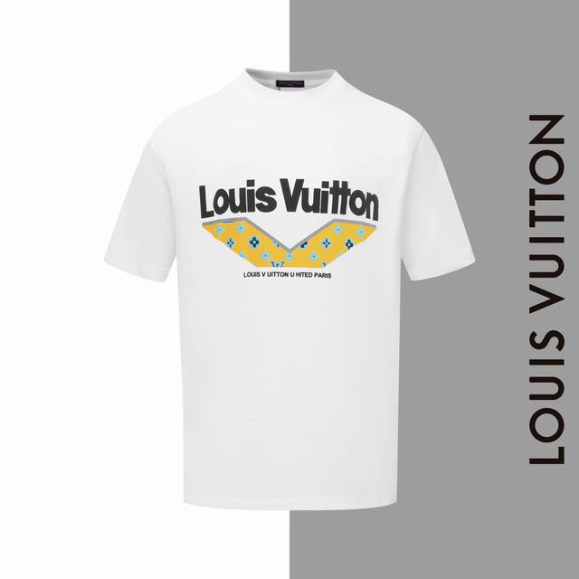 款号#Z79 lv 植绒字母图标圆领短袖 louisvuitton官网一致款式 面料 32支双纱280克纯棉面料 同缸同色织染螺纹 颜色一致 工艺 进口机器植绒
