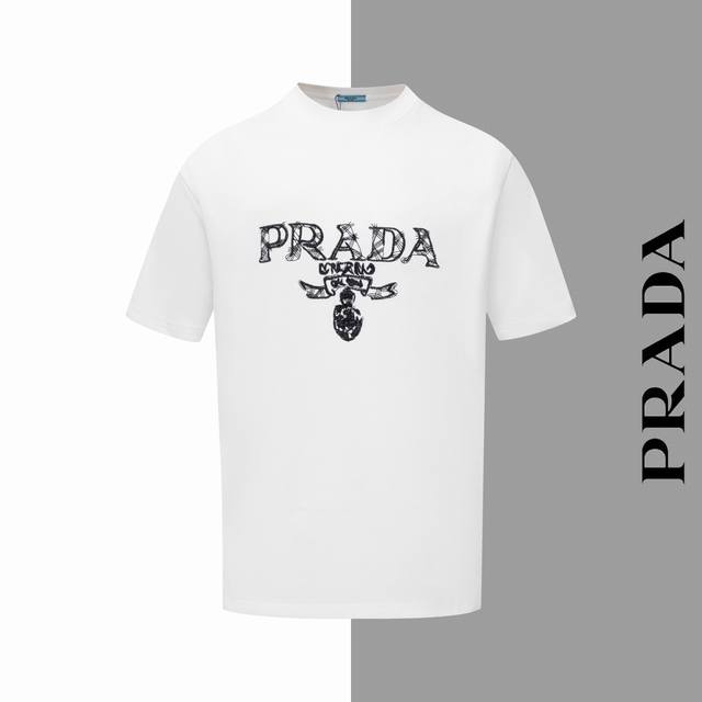 款号#Z59 普拉达字母限定大标刺绣圆领短袖 prada官网一致款式 面料 32支双纱280克纯棉面料 同缸同色织染螺纹 颜色一致 工艺 进口机器万针饱满刺绣工