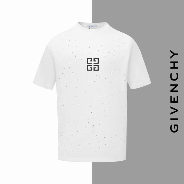 款号#Z54 纪梵希小标烧花烫钻圆领短袖 givenchy官网一致款式 面料 32支双纱280克纯棉面料 同缸同色织染螺纹 颜色一致 工艺 进口机器满奥钻烧花硅