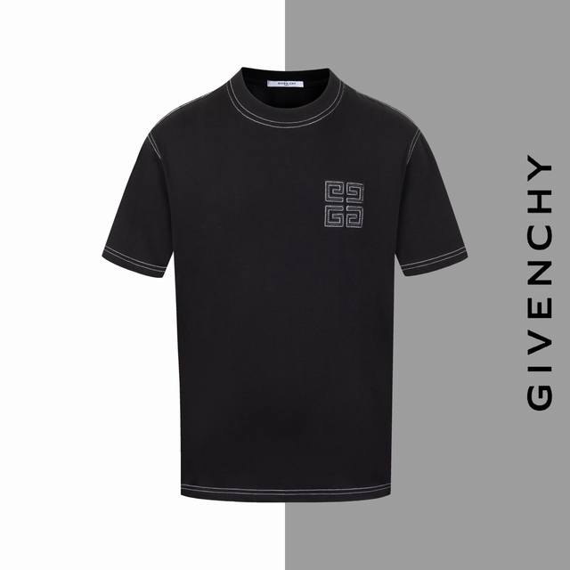 款号#Z37 纪梵希刺绣图标反色字母圆领短袖 givenchy 官网一致款式 面料 32支双纱280克纯棉面料 同缸同色织染螺纹 颜色一致 工艺 进口机器万针饱