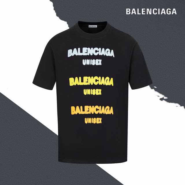 款号Sl121 balenclaga巴黎世家横条字母印花圆领短袖 印花 官网买的样衣回来打的板 原色原版1:1 市场发这么低不发这个价格p没办法 情侣同款 全套