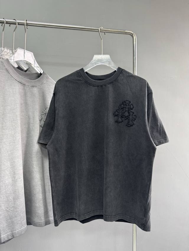 款号 8074-高端品质 25夏季最新款Choicehearts重工马蹄硅胶陶瓷钻做旧短袖 面料 280G纯棉双纱 颜色 做旧黑 做旧灰 尺码 S-Xl