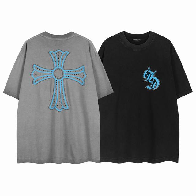 白底细节图 款号 7002-高端品质 25年最新款Choice Hearts硅胶烫钻做旧短袖T恤 面料 270G纯棉双纱 颜色 做旧黑 做旧灰 尺码 S-Xl