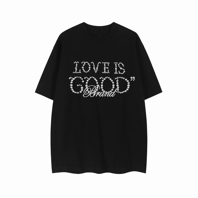 白底细节图 款号 9045-高端品质 25夏季最新款Good刺绣泡珠短袖 面料 280G双纱纯棉 颜色 黑 白 尺码 S-Xl